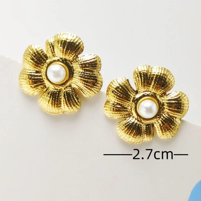1 Pair Elegant Commute Flower 304 Stainless Steel Ear Studs