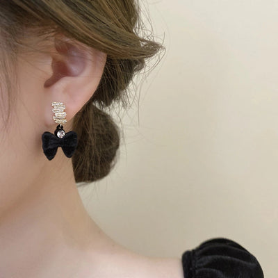 1 Pair Retro Bow Knot Copper Drop Earrings