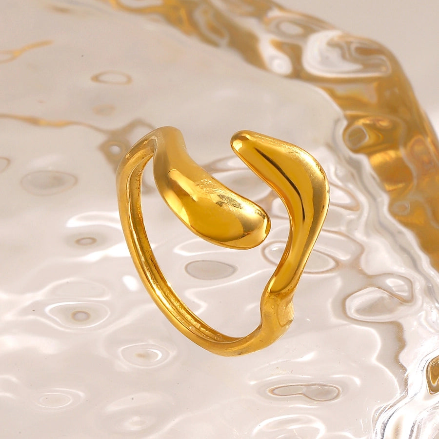 Jewelry Elegant Simple Style Irregular 304 Stainless Steel 18K Gold Plated Polishing Rings