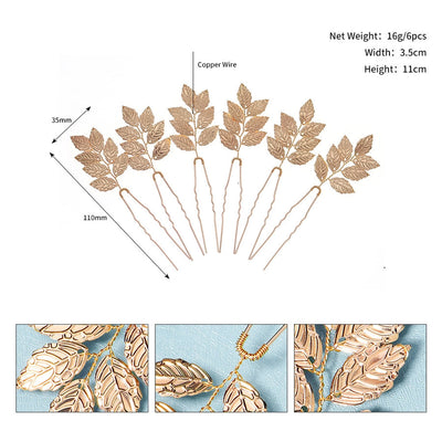 elegant simple style streetwear leaf metal hairpin