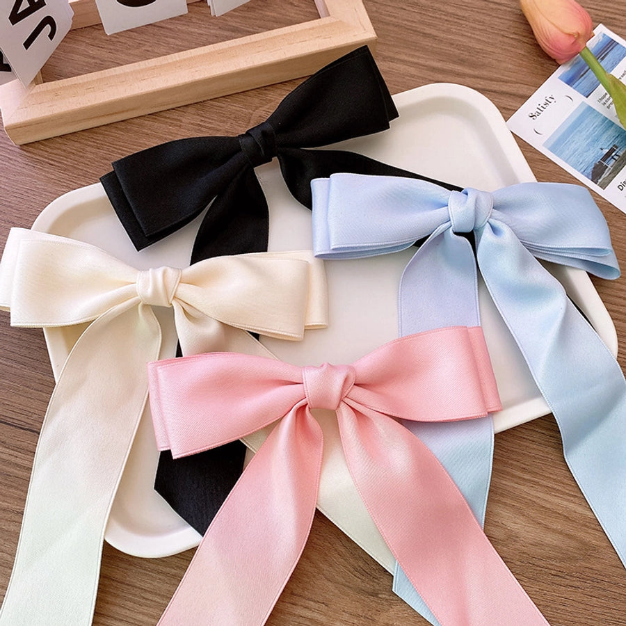 Sweet Ballet Style Satin Double Layer Big Bow Hairpin Spring Clip Streamer Elegant Girls Princess Hairstyle Hair Accessories