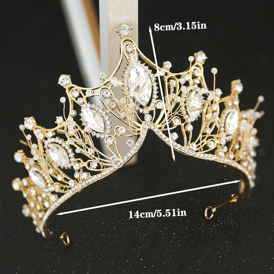 korean style rhinestone crown earrings set wedding hair accessories