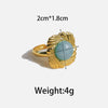 Jewelry Elegant Vintage Style Simple Style Oval 304 Stainless Steel Turquoise 14K Gold Plated Plating Hollow Out Stainless Steel Rings