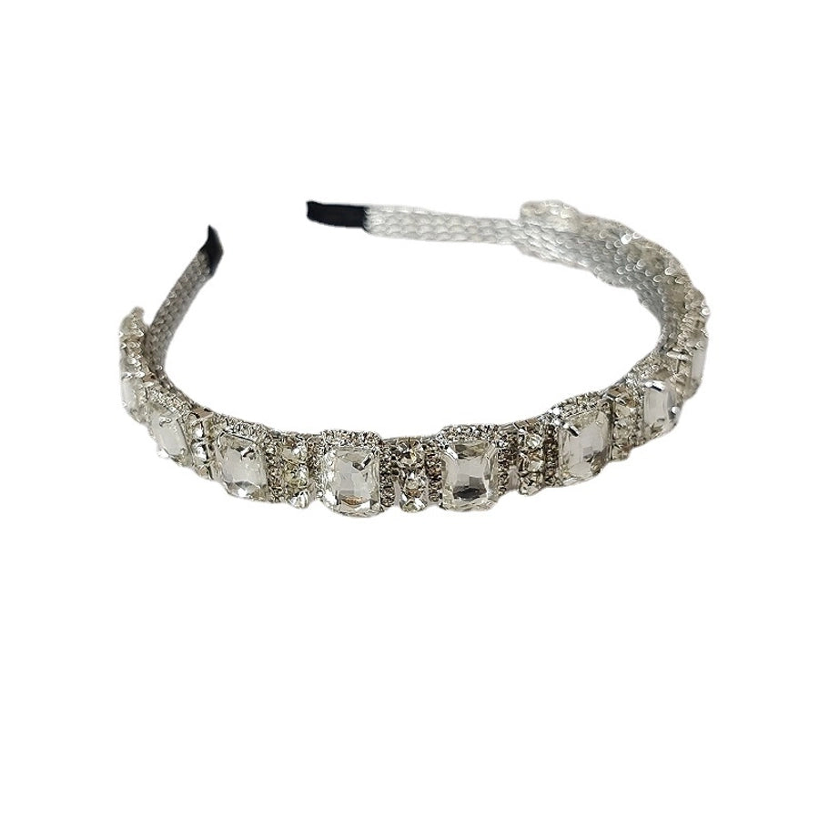 Women's Baroque Style Shiny Geometric Alloy Inlay Artificial Pearls Rhinestones Hair Band