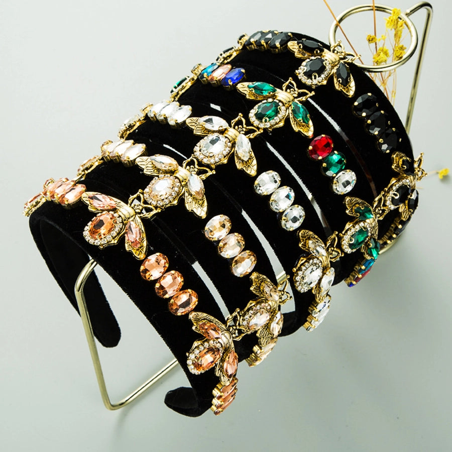 alloy bee diamond-studded gold velvet headband