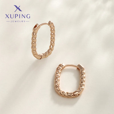 1 Pair XUPING Simple Style Commute Geometric Copper 18K Gold Plated Earrings