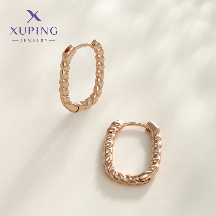 1 Pair XUPING Simple Style Commute Geometric Copper 18K Gold Plated Earrings
