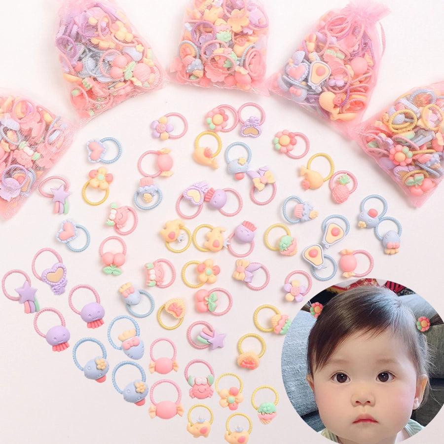 kid's cartoon style animal fruit bow knot arylic hair tie