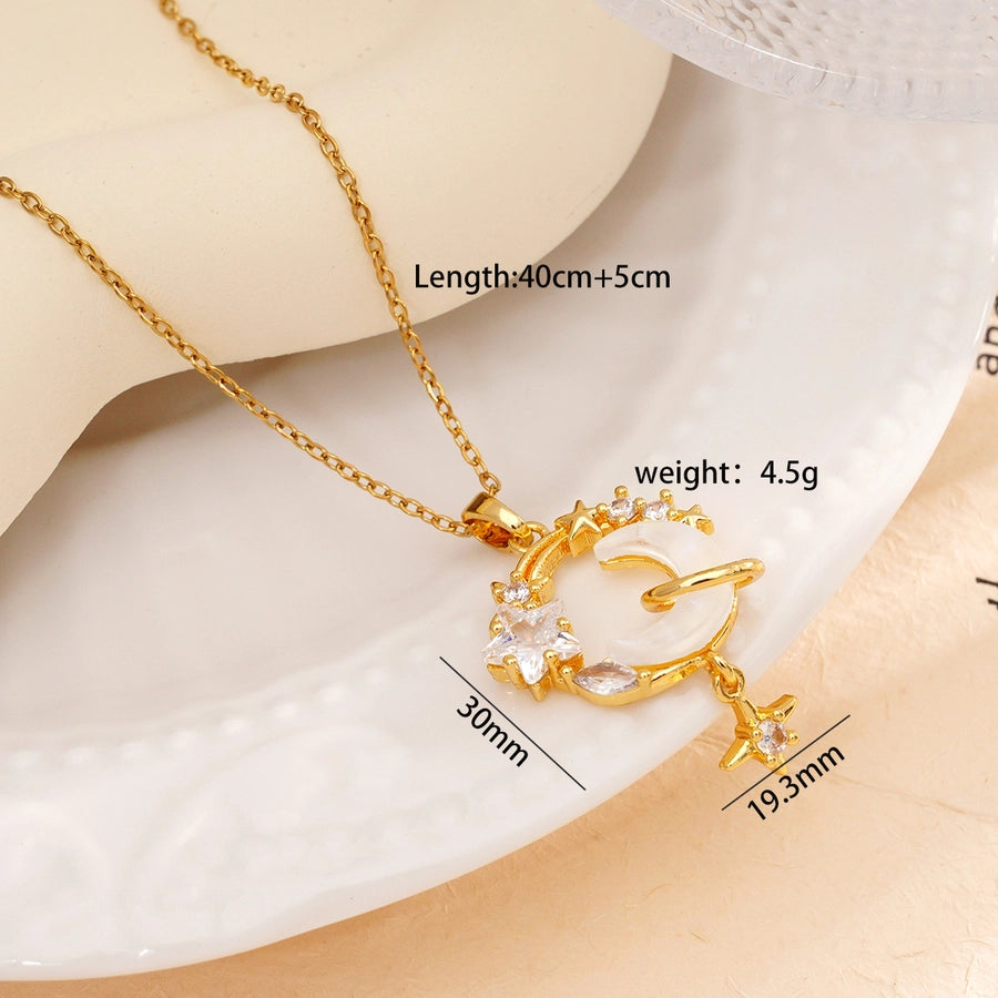 Jewelry Glam Lady Sexy Moon 304 Stainless Steel Copper Pendant Necklace