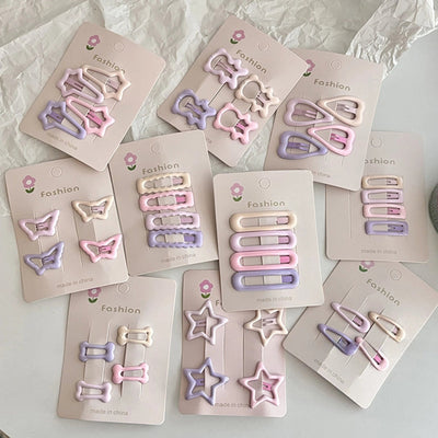 pink series bb hairpin female forehead star broken hair bangs side clip sweet girl small hairpin hair accessories