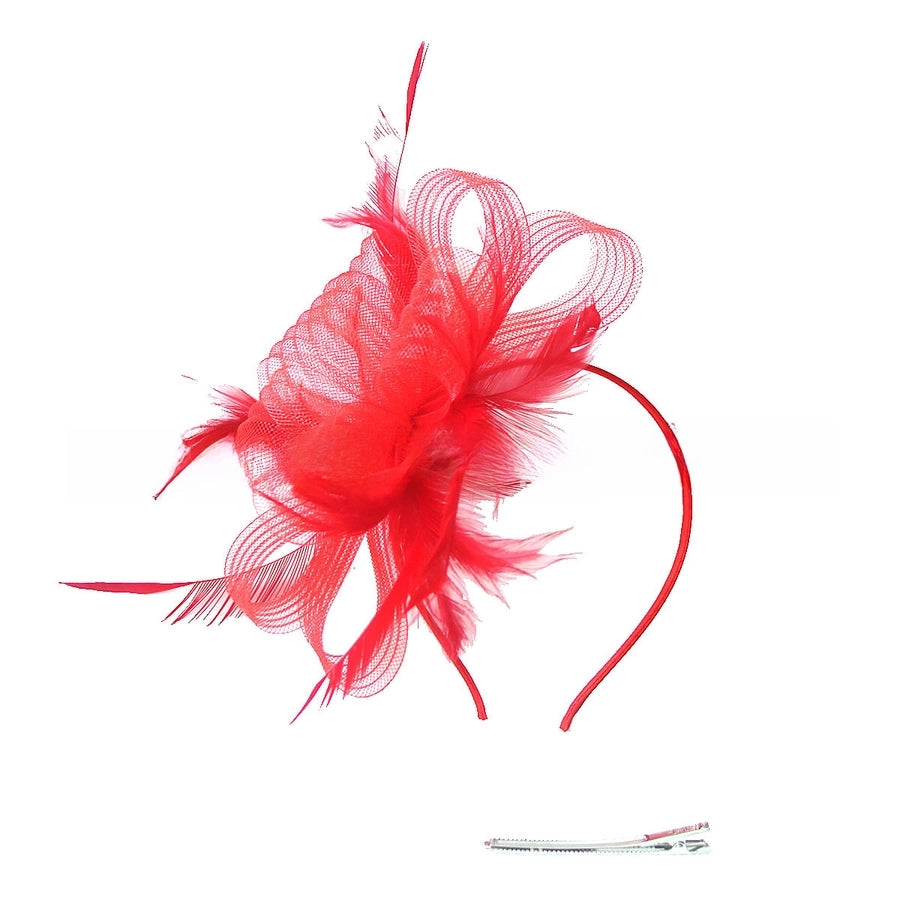 wave elastic net handmade bow feather hair accessories performance banquet accessories
