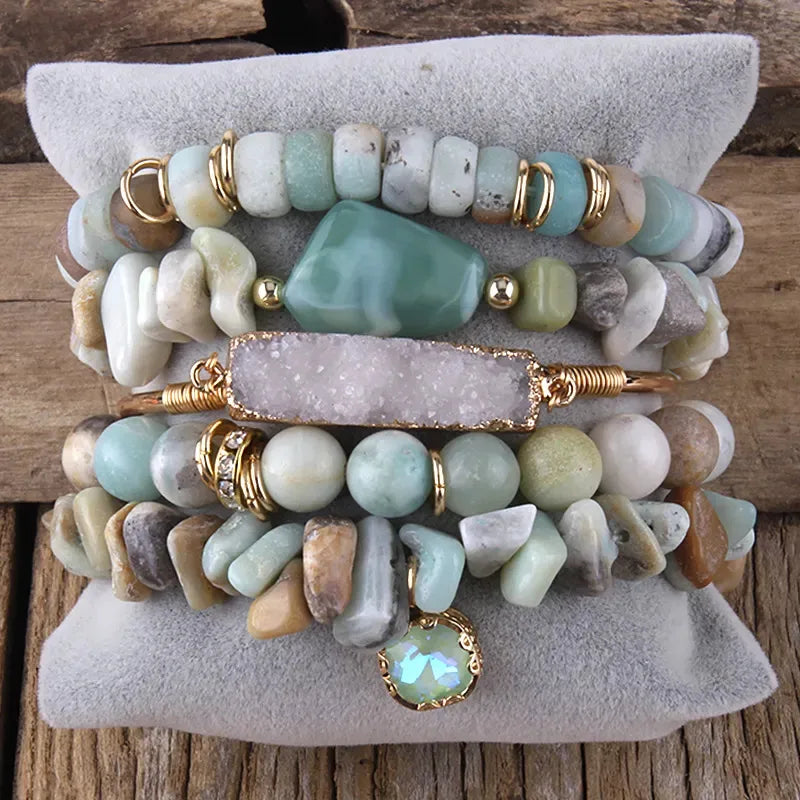 Vintage Style Simple Style Geometric natural stone Beaded Chain Bracelets In Bulk