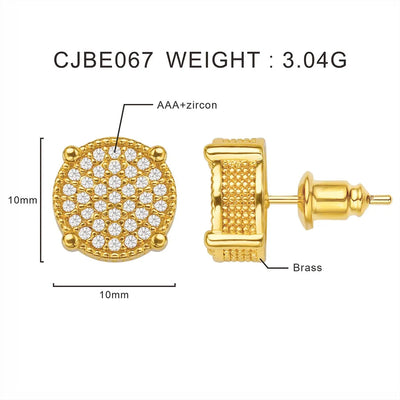 1 Pair Retro Geometric Plating Inlay Copper Zircon Zircon Ear Studs