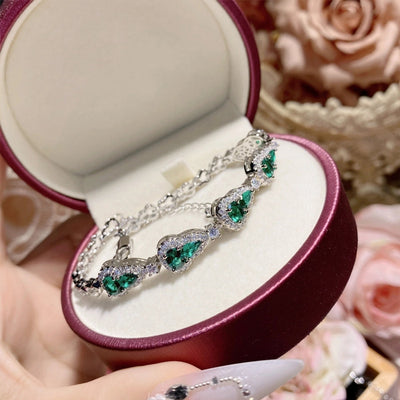 Copper Inlay Water Droplets Heart Shape Rectangle Artificial Gemstones Bracelets