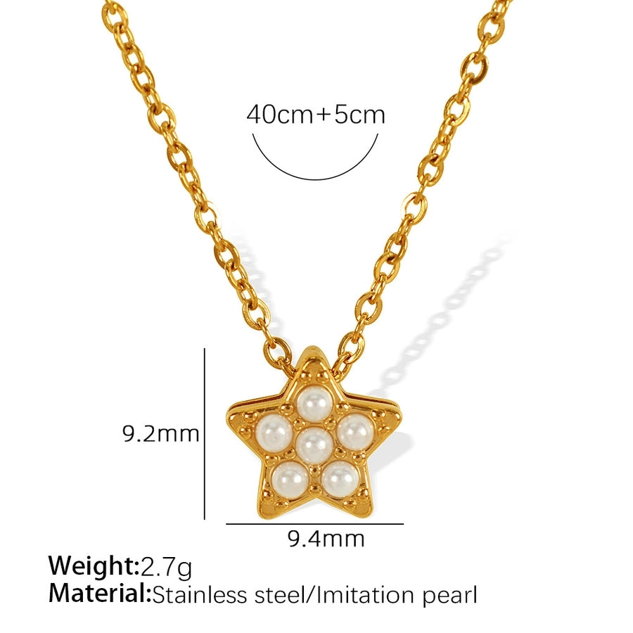 Jewelry Classic Style Star Moon Heart Shape Titanium Steel 18K Gold Plated Plating Pendant Necklace
