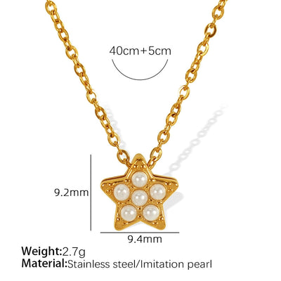 Jewelry Classic Style Star Moon Heart Shape Titanium Steel 18K Gold Plated Plating Pendant Necklace
