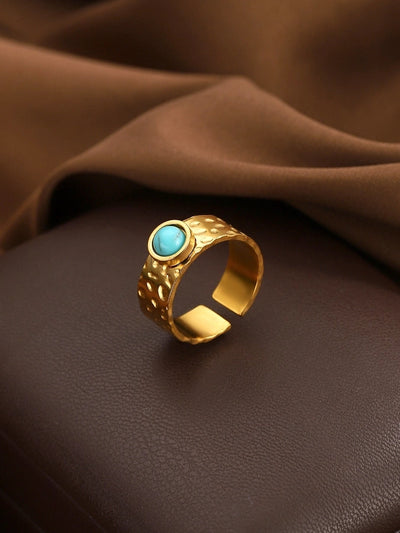 Jewelry Elegant Geometric 304 Stainless Steel Turquoise Open Rings