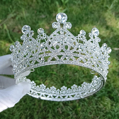 Bridal Jewelry Crown Alloy Rhinestone Wedding Headwear Baroque Hairband Round Crown  Supply