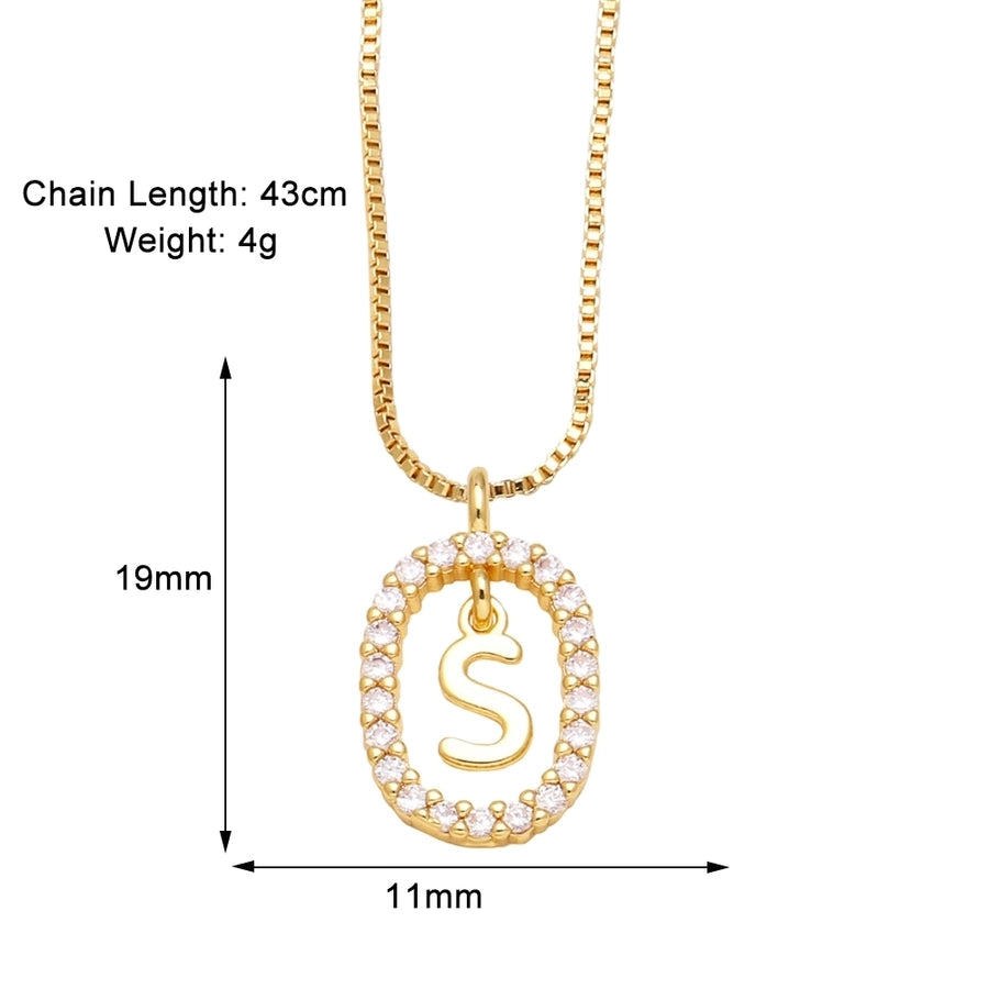 Jewelry Modern Style Simple Style letter 201 Stainless Steel Copper Zircon 18K Gold Plated Inlay Pendant Necklace