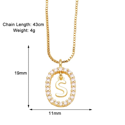 Jewelry Modern Style Simple Style letter 201 Stainless Steel Copper Zircon 18K Gold Plated Inlay Pendant Necklace