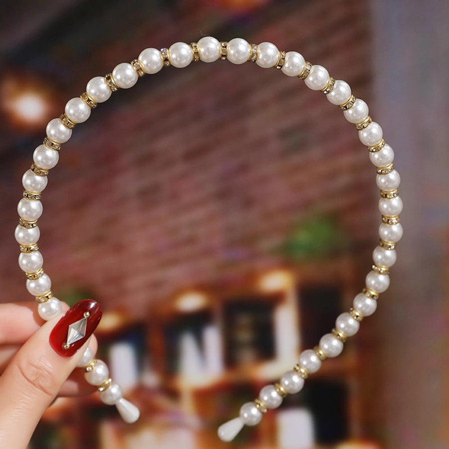women's fashion waves alloy inlay artificial pearls headwear