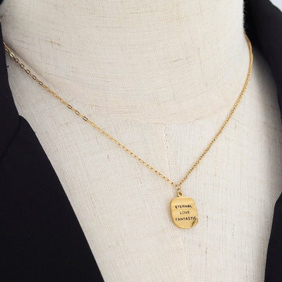 Jewelry Luxurious Romantic Geometric Square 304 Stainless Steel 18K Gold Plated Pendant Necklace