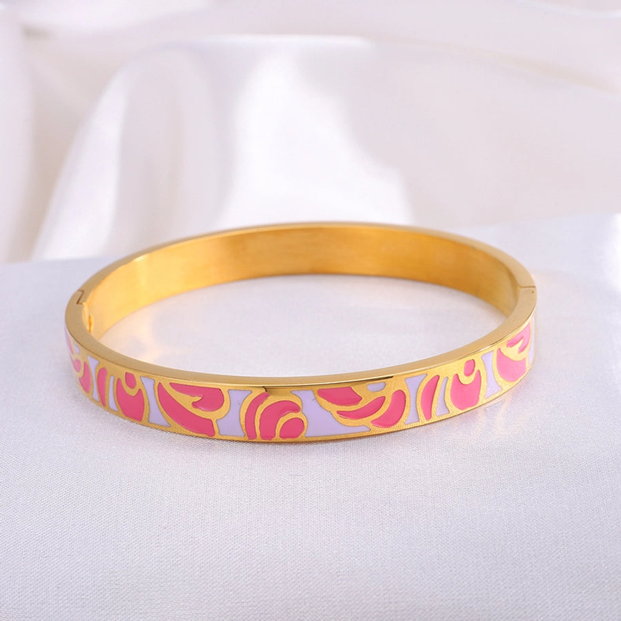 Elegant Retro Printing Solid Color Titanium Steel Bangle In Bulk