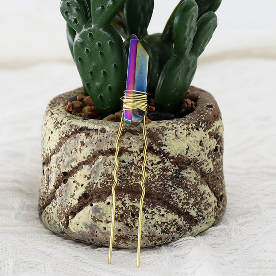 women's ig style geometric alloy handmade inlay crystal hairpin