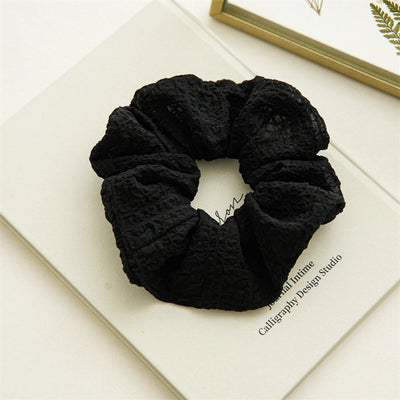 sweet solid color cloth pleated hair tie