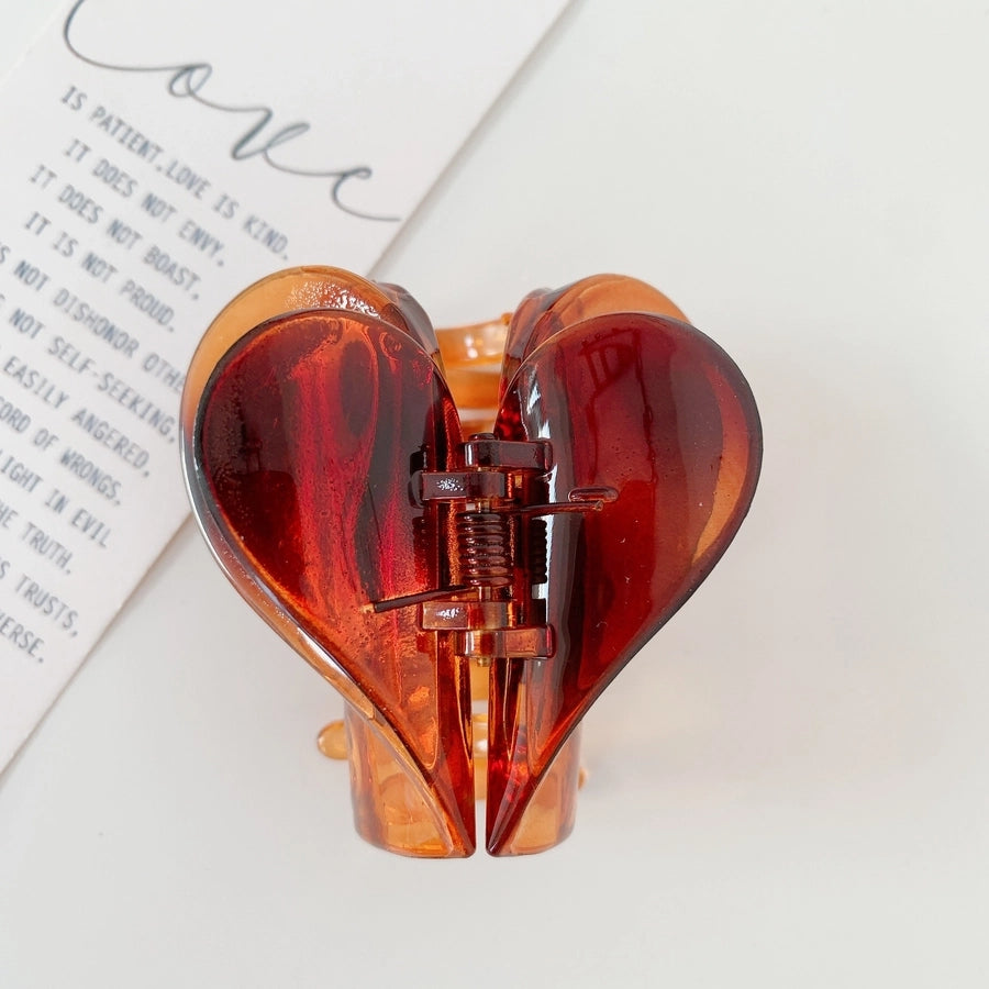 Women's Sweet Heart Shape Plastic Stoving Varnish Hair Claws