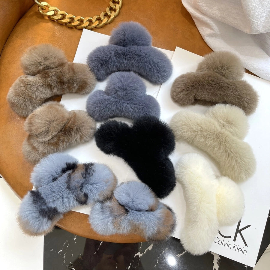 cute solid color rex rabbit fur hair claws