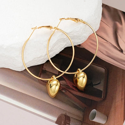 1 Pair Exaggerated Circle Heart Shape Plating Alloy Gold Plated Earrings