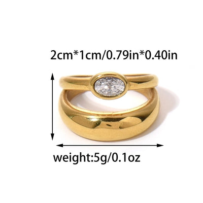 Jewelry Modern Style Simple Style Commute Heart Shape 304 Stainless Steel Zircon 14K Gold Plated Inlay Rings