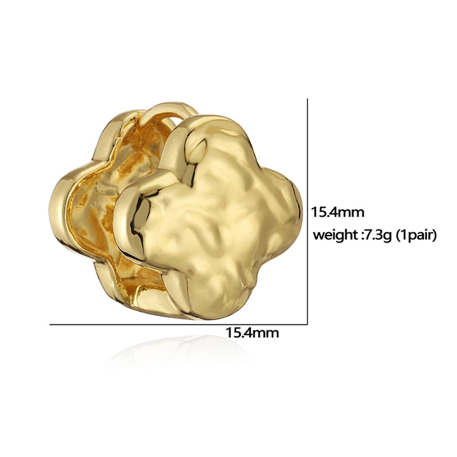 1 Pair IG Style Pentagram Four Leaf Clover Round Plating Copper 18K Gold Plated Earrings