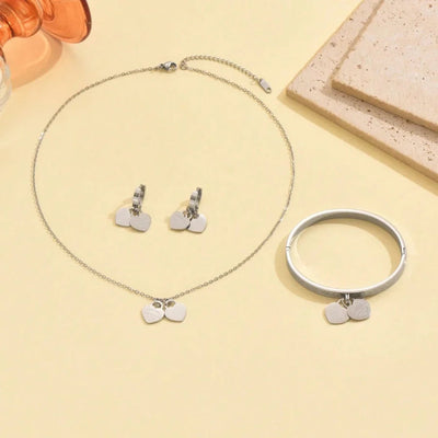 Jewelry Elegant Lady Geometric 304 Stainless Steel Earrings Necklace Jewelry Set