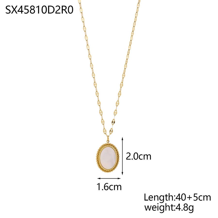 Jewelry Casual Elegant Cross Heart Shape 304 Stainless Steel Shell 18K Gold Plated Pendant Necklace