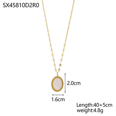 Jewelry Casual Elegant Cross Heart Shape 304 Stainless Steel Shell 18K Gold Plated Pendant Necklace