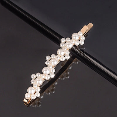 simple style geometric bow knot imitation pearl alloy plastic hair clip 1 piece