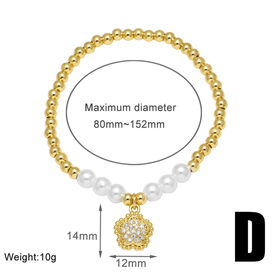 Copper 18K Gold Plated Inlay Star Moon Zircon Bracelets