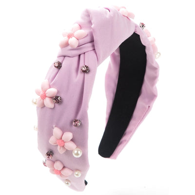 Women's Cute Sweet Flower Petal Imitation Pearl Cloth Inlay Rhinestones Pearl Hair Band