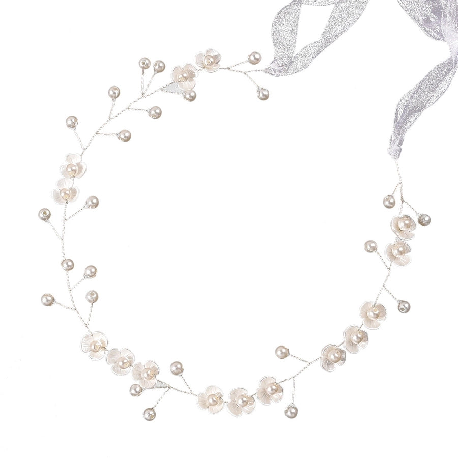 bridal headdress pearl three-petal flower handmade headband