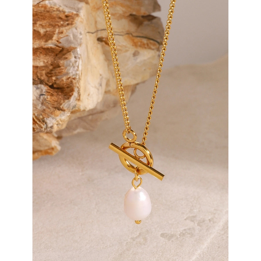 Jewelry Simple Style Classic Style Oval 304 Stainless Steel Toggle Pendant Necklace