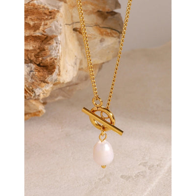 Jewelry Simple Style Classic Style Oval 304 Stainless Steel Toggle Pendant Necklace