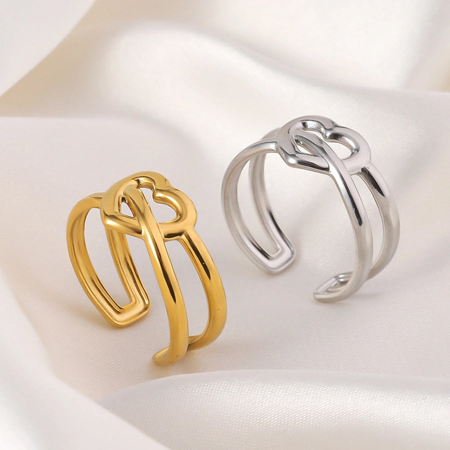 Jewelry Elegant Heart Shape Titanium Steel Open Rings