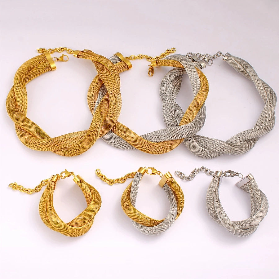 Jewelry Retro Exaggerated Geometric 304 Stainless Steel 18K Gold Plated Bracelets Necklace