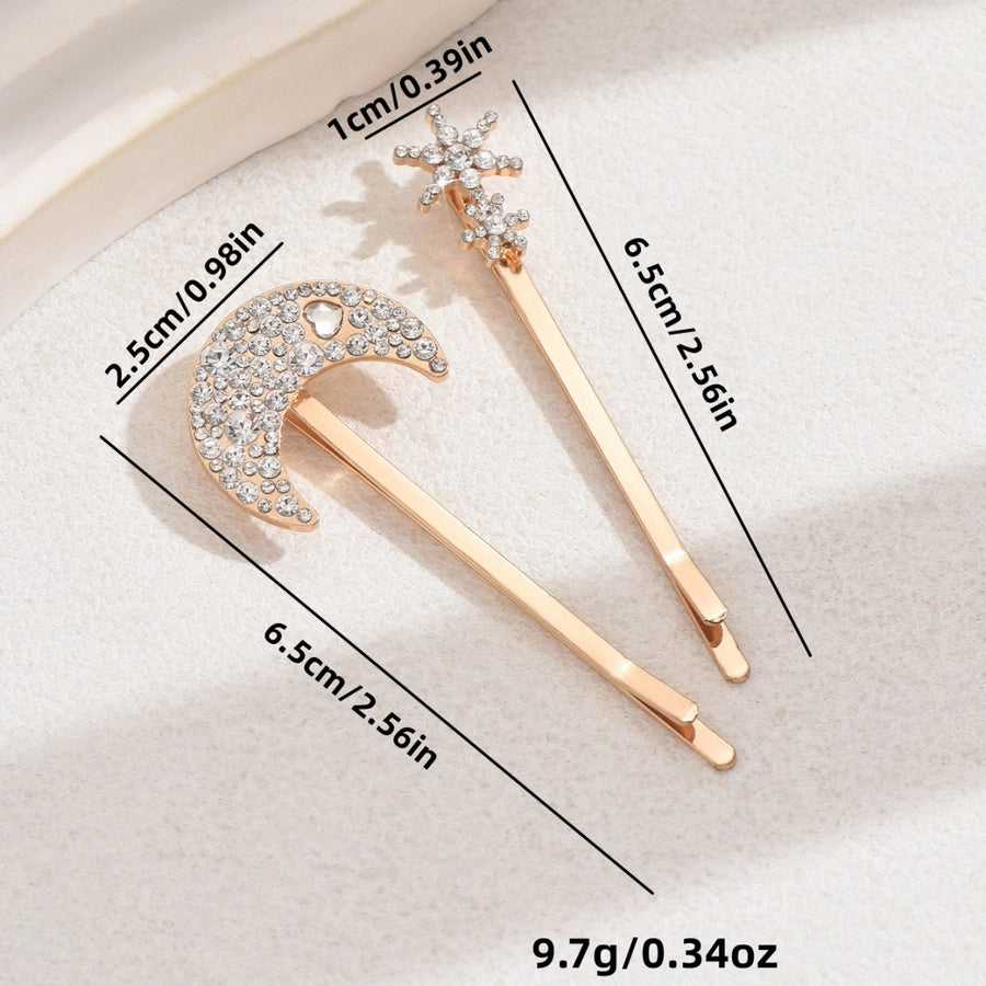 Europe and America  Hair Accessories Alloy Diamond Star Moon Barrettes Diamond Pin Snowflake Barrettes Suit
