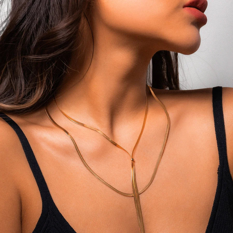 Jewelry Elegant Streetwear Solid Color 304 Stainless Steel Long Necklace Necklace