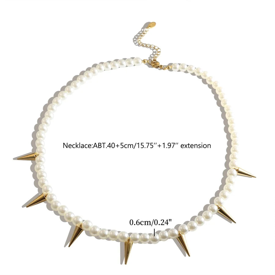 Jewelry Simple Style Geometric 304 Stainless Steel Artificial Pearl Plating  Bracelets Necklace