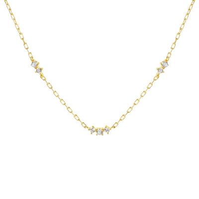 Copper 18K Gold Plated Inlay Solid Color Zircon Necklace