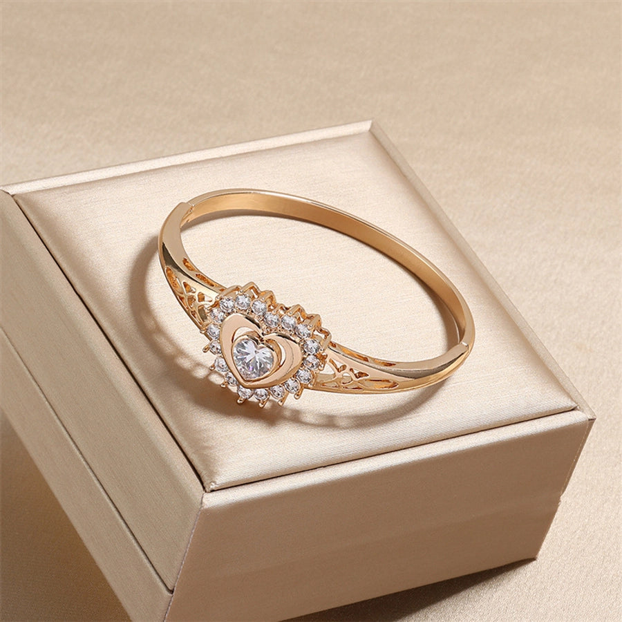 Casual Simple Style Streetwear Heart Shape 304 Stainless Steel Zircon Stainless Steel Bracelets In Bulk